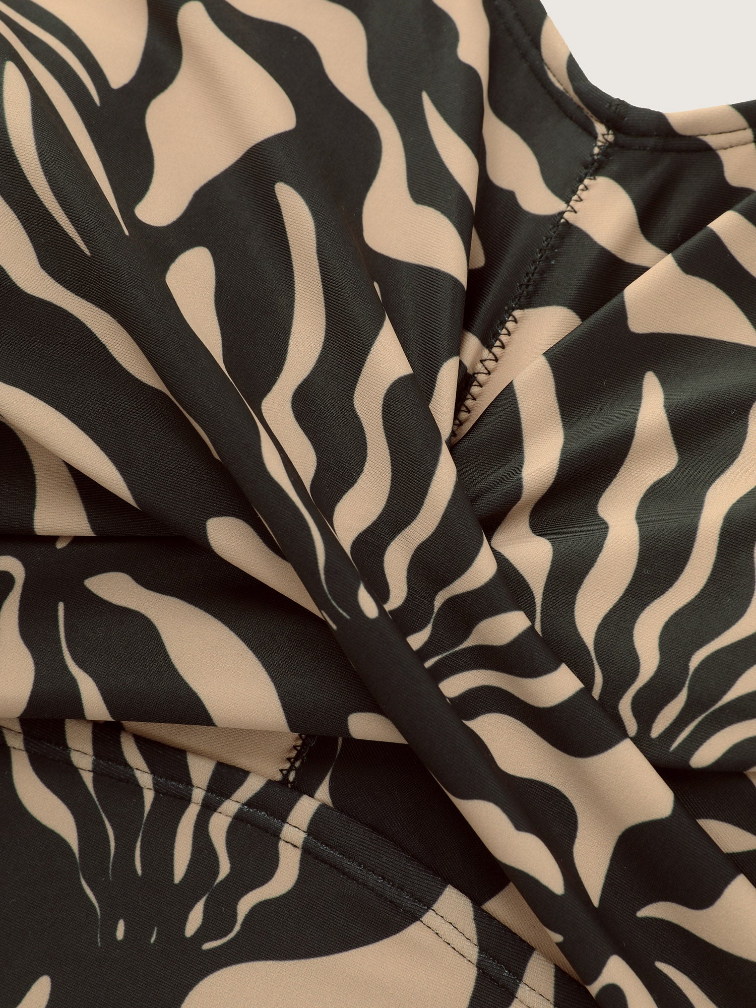 Mesh Sarong Set Abstract Print One-Piece Swimsuit