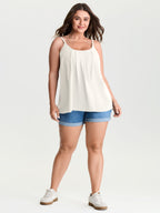 Pleated Flowy Plain Tank Top
