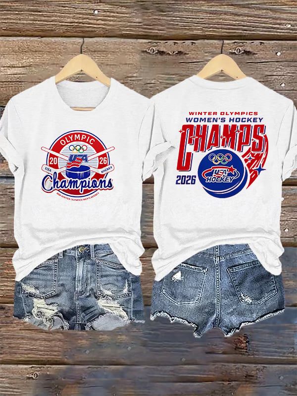 Women's  Ice Hockey Print Casual T-Shirt