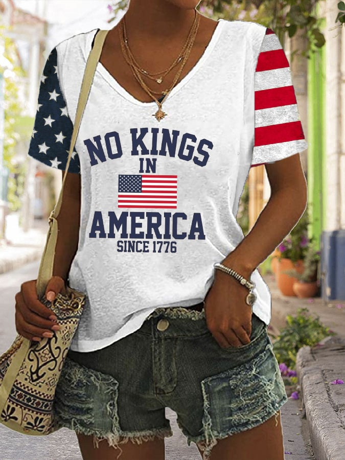 🔥Buy 3 Get 15% Off🔥Women's No King in America Print  Casual T-Shirt