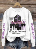 Women's K-pop Printed Long-Sleeve Sweatshirt