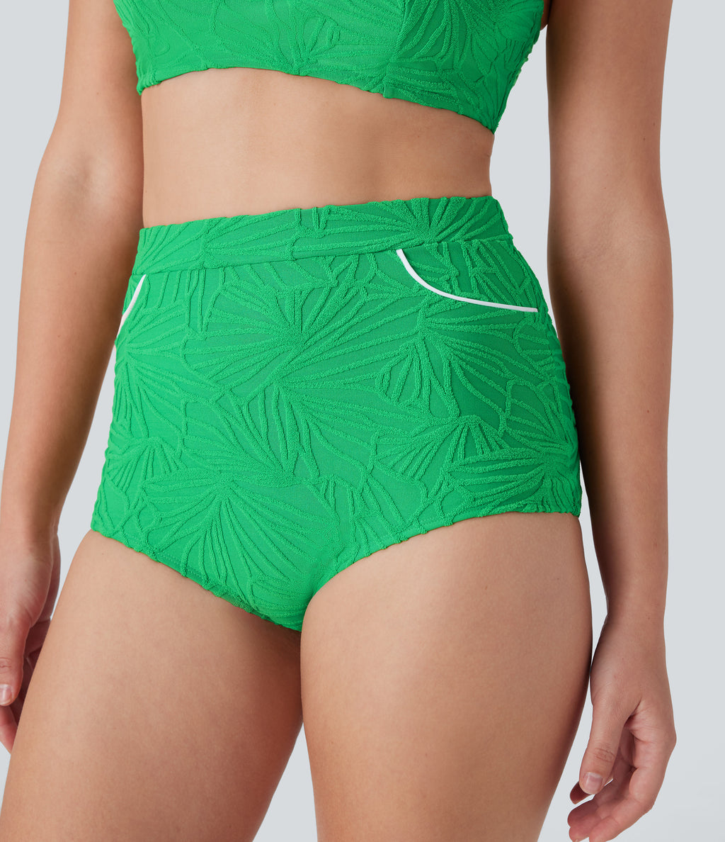 High Waisted Texture Bikini Bottom Swimsuit