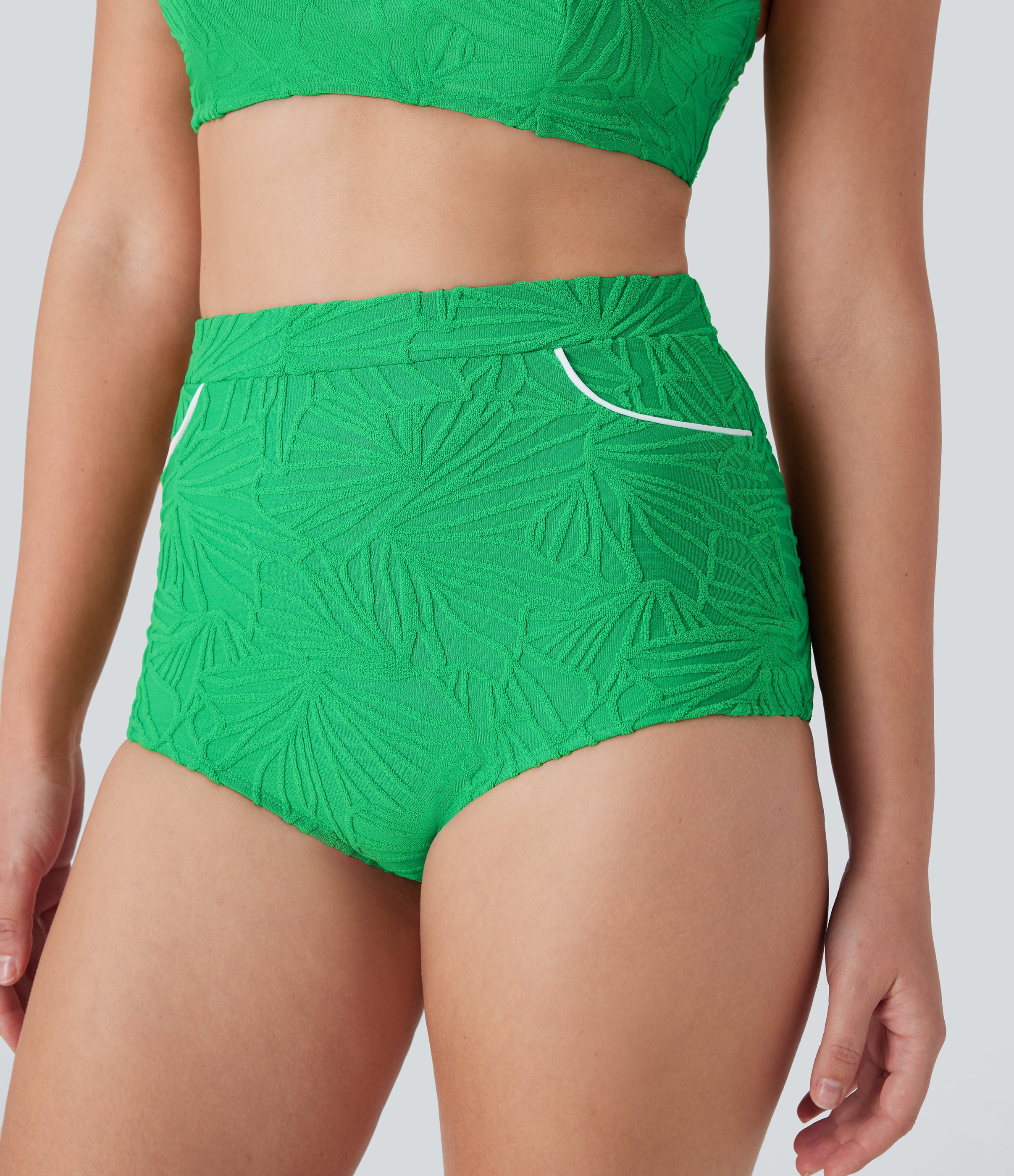 High Waisted Texture Bikini Bottom Swimsuit