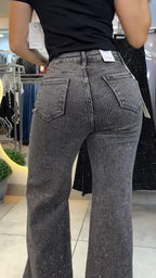 Womens Ironing Diamond Wash Water Casual Jeans