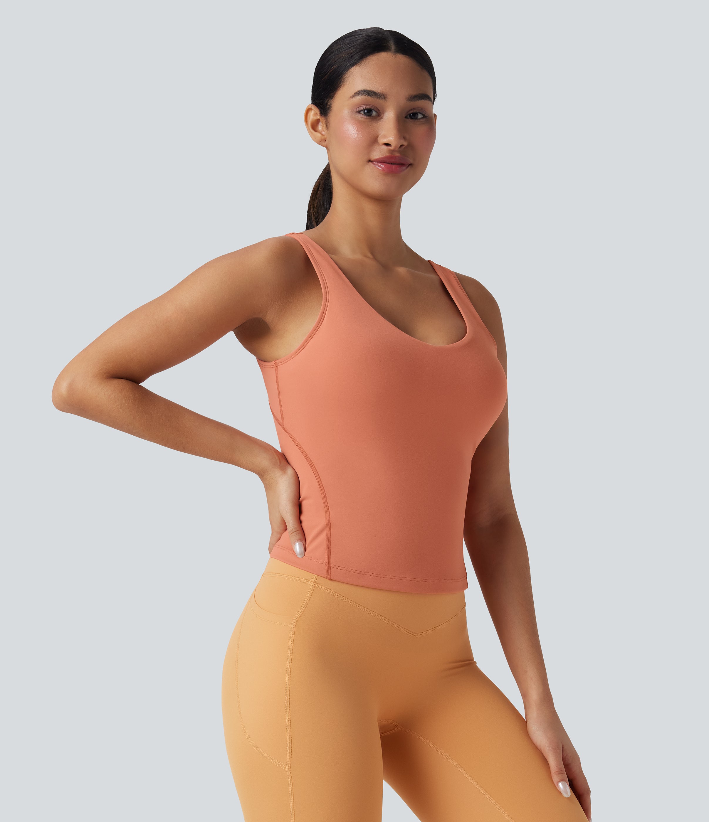 SoftlyZeroTM Plush Padded V Neck Running Tank Top-D/DD/DDD/F Cups