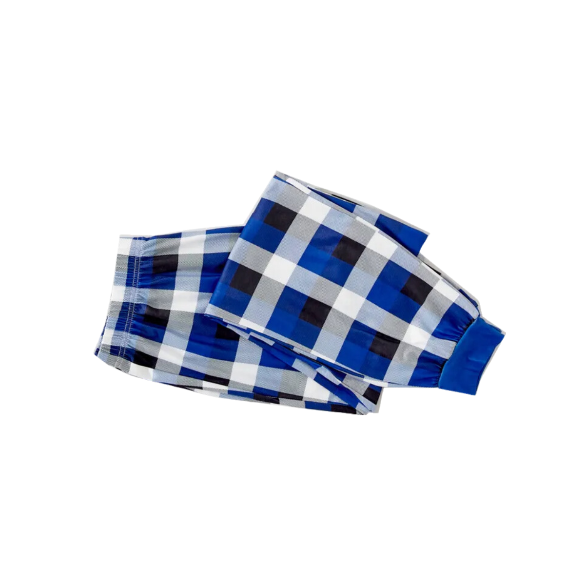 "2025 Christmas Crew" Text and Christmas Pattern Printed Blue and White Plaid Family Matching Pajamas