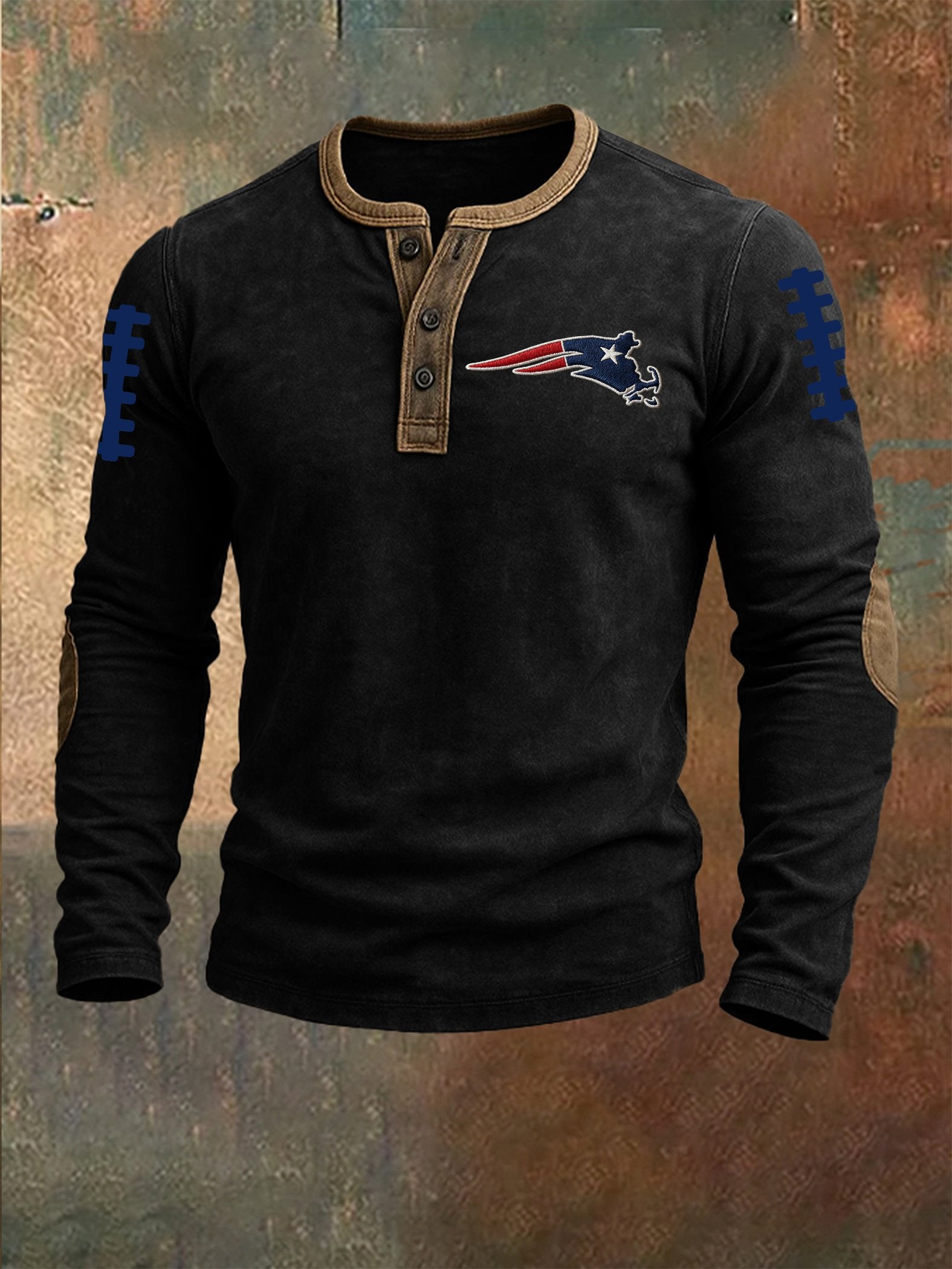 Men's Football Print Henley Top