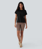Jacquard Round Neck Raglan Sleeve Yoga Sports Top