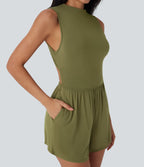 Mock-Neck Sleeveless Casual Jumpsuit with Pockets-Easy Peezy