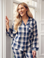 Alice - Flannel Check Pyjama - Navy & Cream