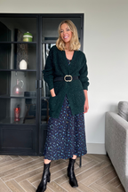 Alison - Ditsy Print Midi Dress - Black