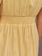 Allegra Broderie Button Through Dress - Yellow