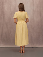 Allegra Broderie Button Through Dress - Yellow