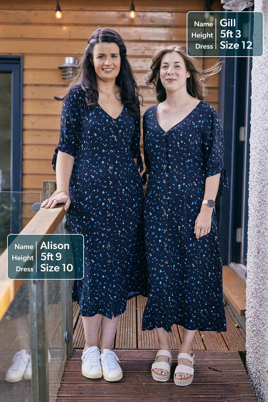 Alison - Ditsy Print Midi Dress - Black