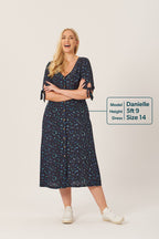Alison - Ditsy Print Midi Dress - Black