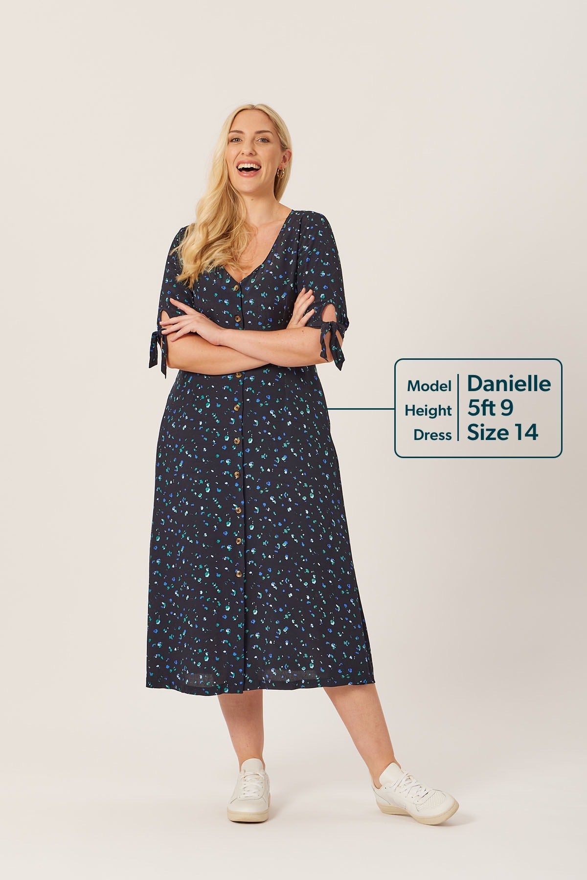 Alison - Ditsy Print Midi Dress - Black