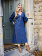 Anne - Button Through Denim Dress