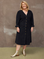 Aria - Cord Midi Dress - Black