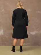 Aria - Cord Midi Dress - Black
