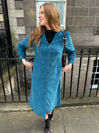 Aria - Cord Midi Dress - Teal