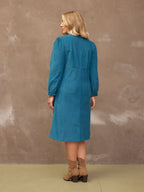 Aria - Cord Midi Dress - Teal