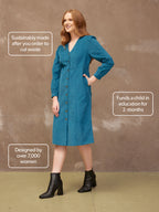 Aria - Cord Midi Dress - Teal