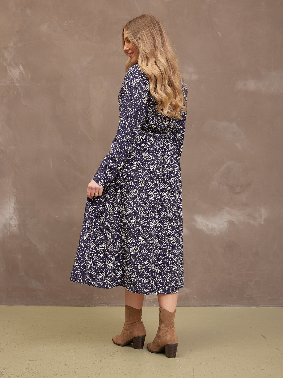 Ashleigh Shirt Dress - Navy Floral Print