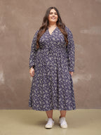 Ashleigh Shirt Dress - Navy Floral Print