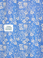 Audrey Shirred Waist V-Neck Dress - Blue Floral