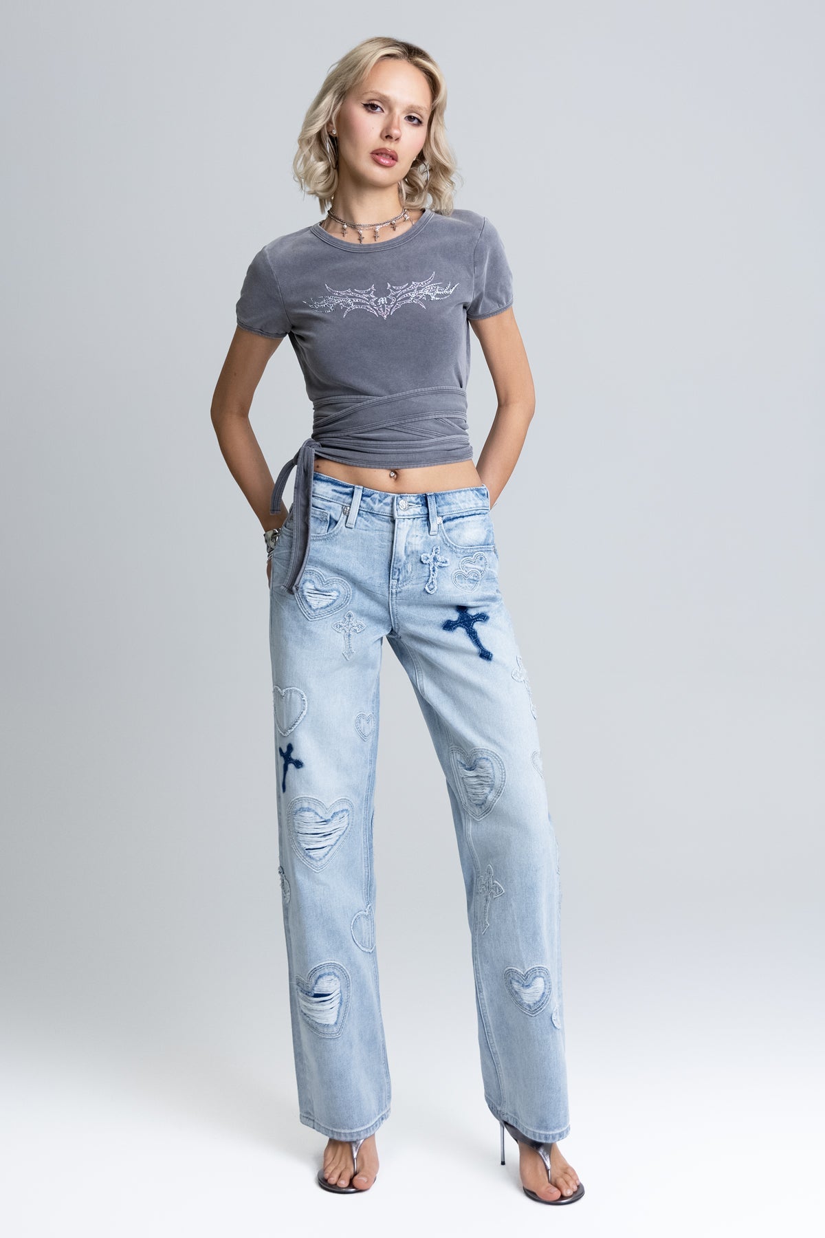 Aryanna Heart Cross Slim Wide