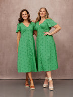 Allegra Broderie Dress - Green
