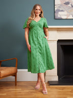 Allegra Broderie Dress - Green