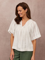 Edith Textured Relaxed Top - White