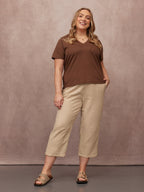 Cathy V-neck Tee - Brown