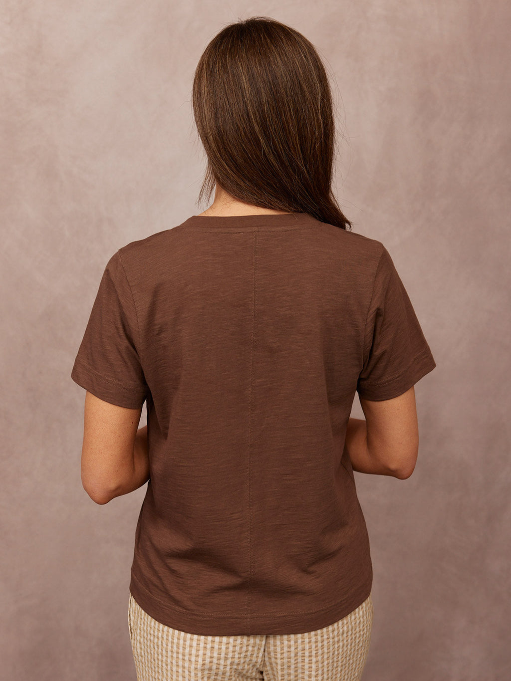 Cathy V-neck Tee - Brown