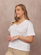 Cathy V-neck Tee - White