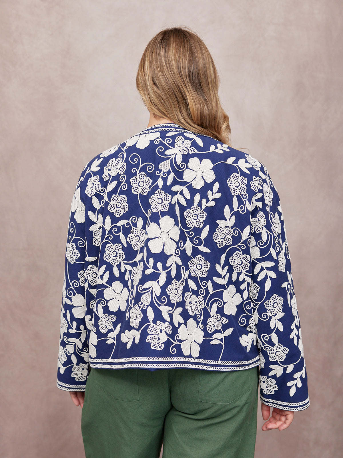 Elaine Embroidered Jacket - Reversible Navy