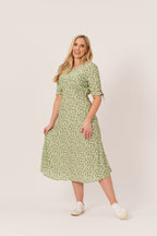 Sally-Grace - Tie Sleeve Midi Dress - Green