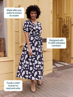 Callie Linen Mix Wrap Dress - Geo Print