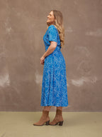 Camilla Dress - Blue Leaf Print