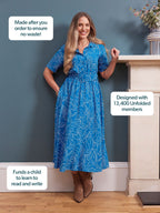 Camilla Dress - Blue Leaf Print