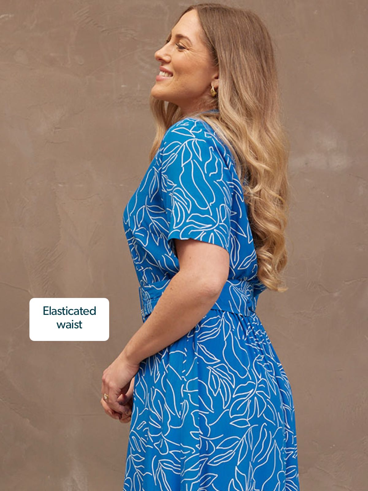 Camilla Dress - Blue Leaf Print