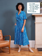 Camilla Dress - Blue Leaf Print