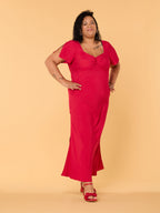 Carly - Sweetheart Midaxi Dress - Red