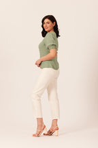 Caroline Button Front Puff Sleeve Top