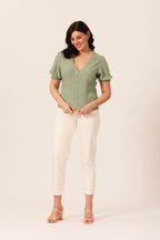 Caroline Button Front Puff Sleeve Top