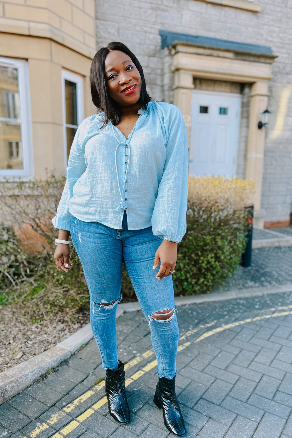 Charlotte - Peasant Blouse - Blue