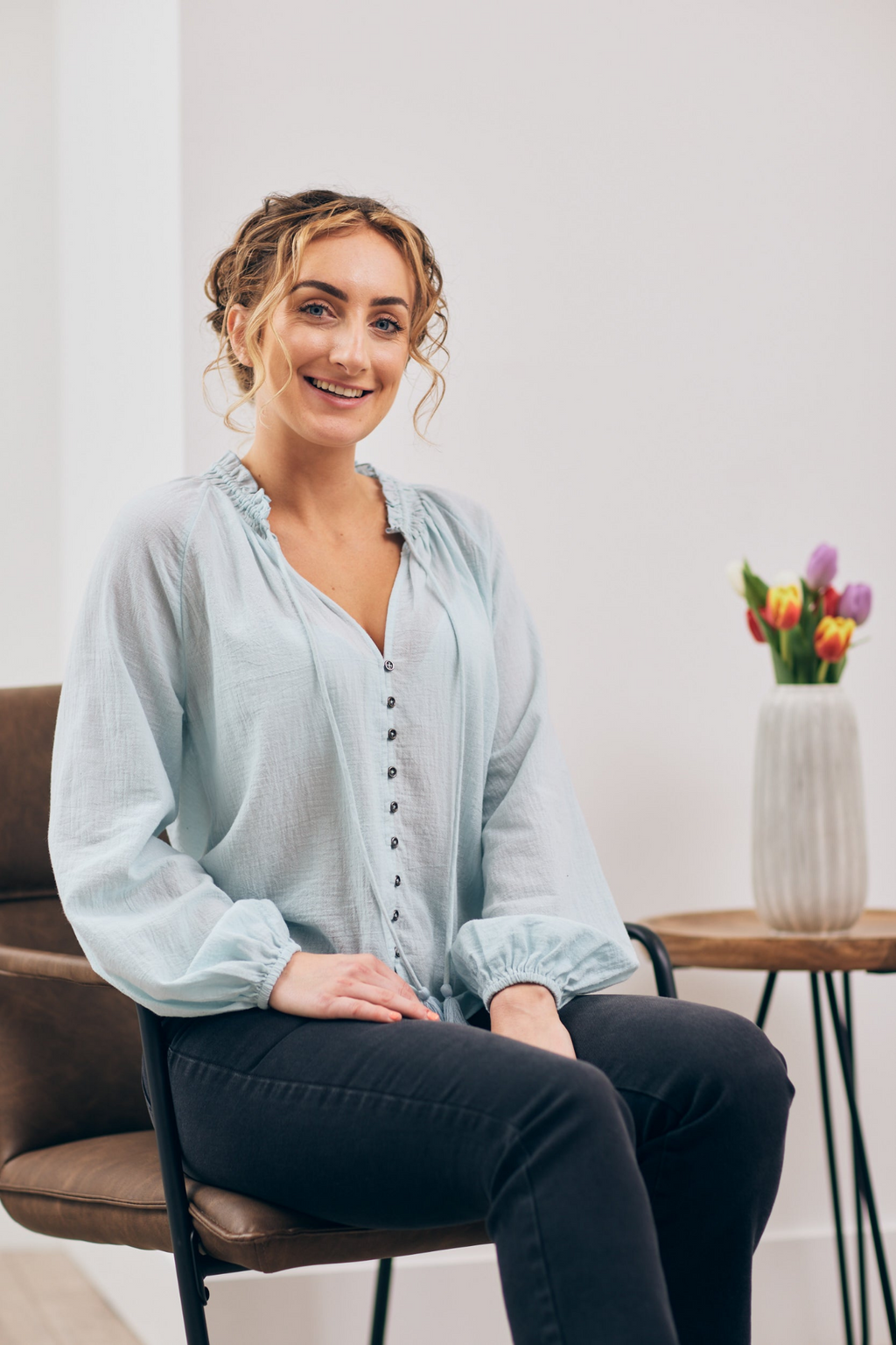 Charlotte - Peasant Blouse - Blue