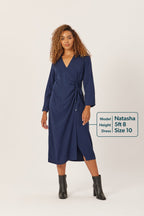 Christina - Wrap Midi Dress - Navy