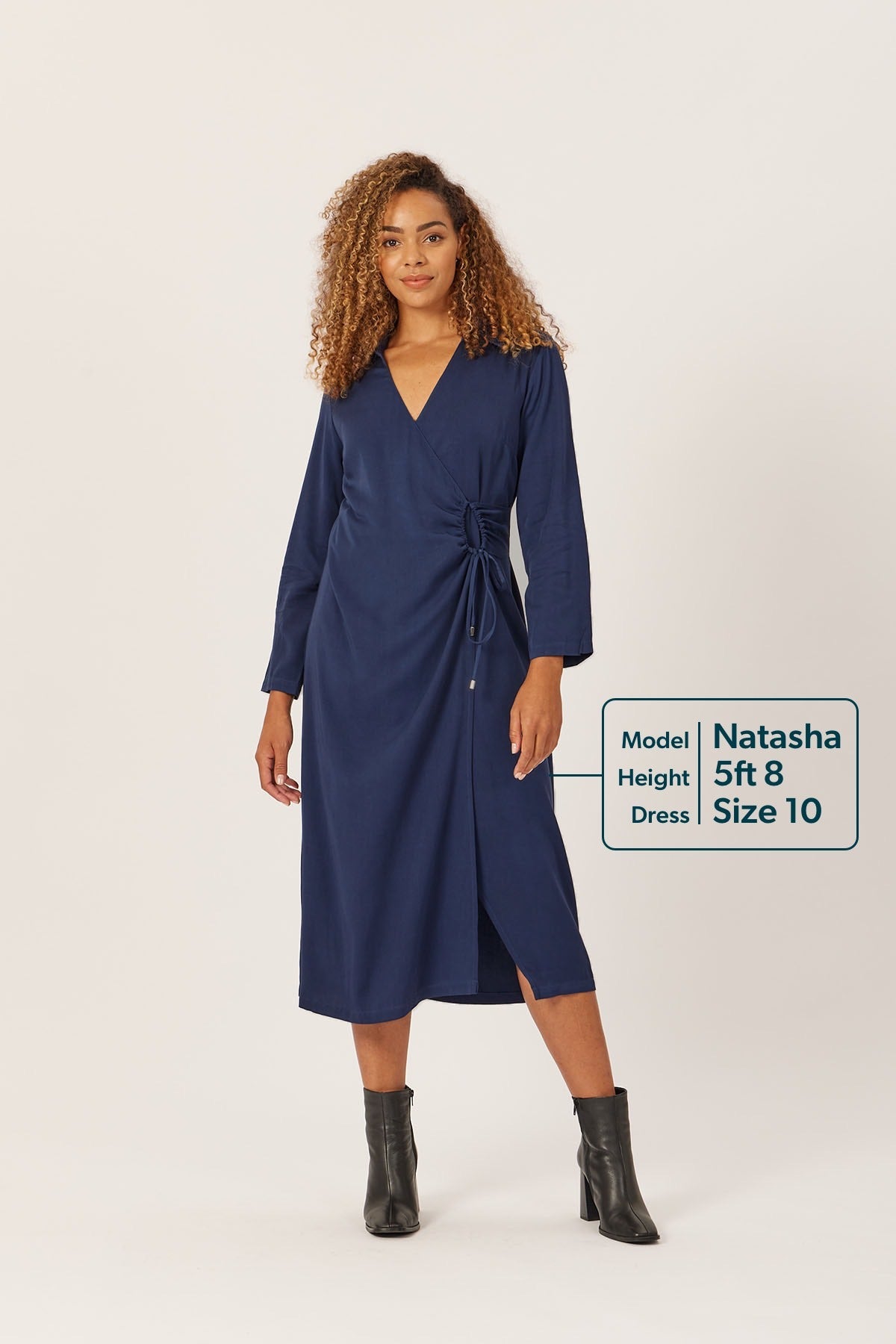 Christina - Wrap Midi Dress - Navy